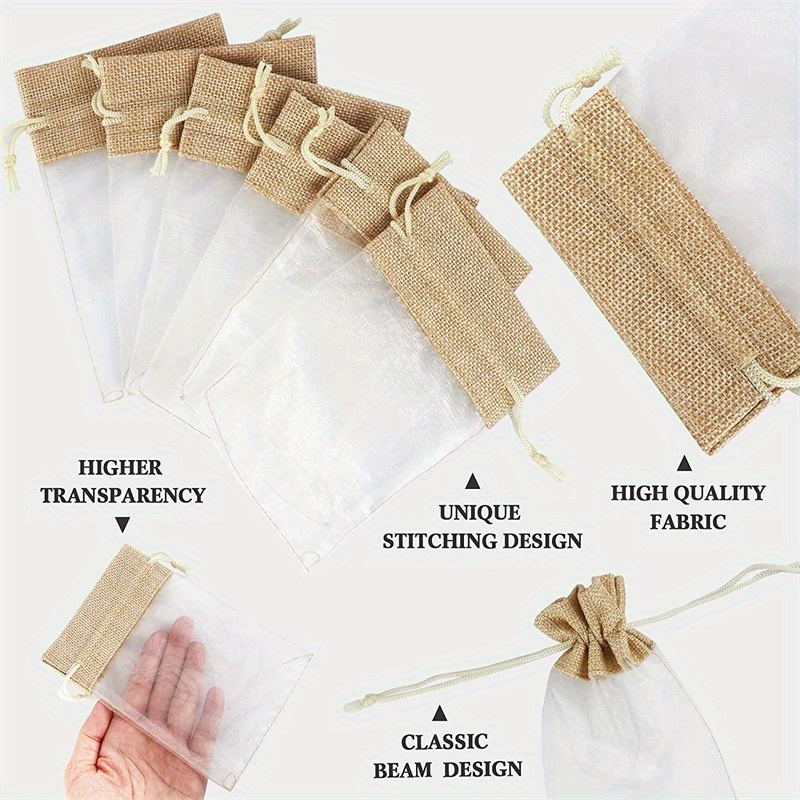 Organza Linen Pocket Bag Holid - Linen Bag Bulk 评论和价格