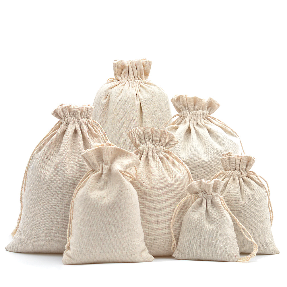 10pcs Cotton Linen Drawstring  - Linen Bag Bulk 评论和价格